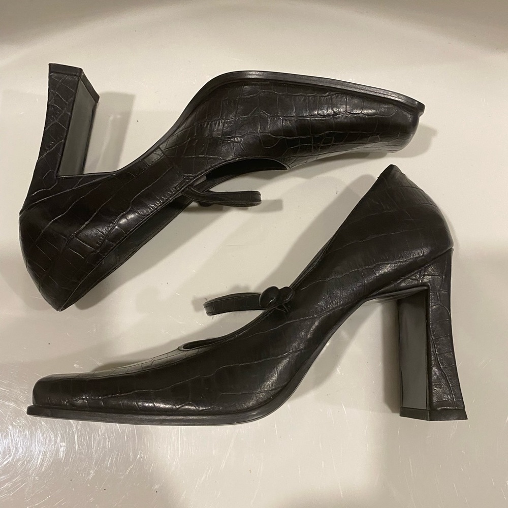 Jessica Black Moc Croc Mary Janes